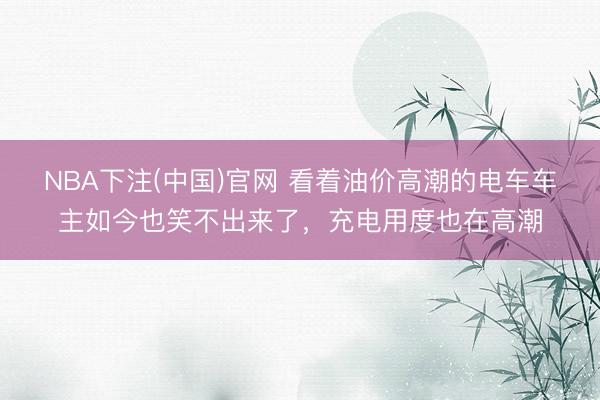 NBA下注(中国)官网 看着油价高潮的电车车主如今也笑不出来了，充电用度也在高潮