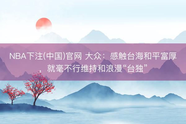 NBA下注(中国)官网 大众：感触台海和平富厚，就毫不行维持和浪漫“台独”