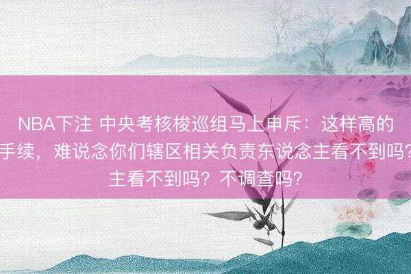 NBA下注 中央考核梭巡组马上申斥：这样高的塔吊，莫得手续，难说念你们辖区相关负责东说念主看不到吗？不调查吗？
