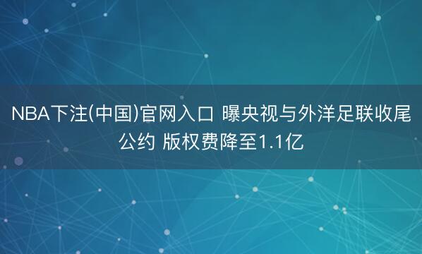 NBA下注(中国)官网入口 曝央视与外洋足联收尾公约 版权费降至1.1亿