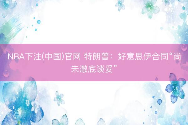 NBA下注(中国)官网 特朗普:好意思伊合同“尚未澈底谈妥”