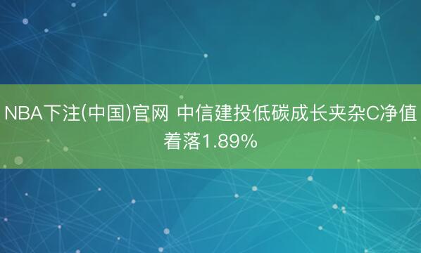 NBA下注(中国)官网 中信建投低碳成长夹杂C净值着落1.89%