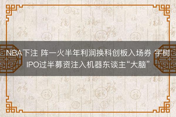 NBA下注 阵一火半年利润换科创板入场券 宇树IPO过半募资注入机器东谈主“大脑”