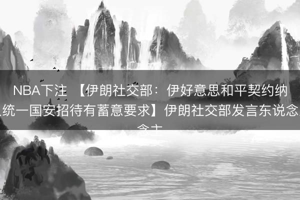 NBA下注 【伊朗社交部：伊好意思和平契约纳入统一国安招待有蓄意要求】伊朗社交部发言东说念主