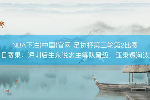 NBA下注(中国)官网 足协杯第三轮第2比赛日赛果：深圳后生东说念主等队晋级，亚