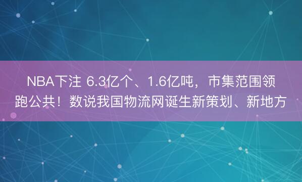 NBA下注 6.3亿个、1.6亿吨,市集范围领跑公共!数说我国物流网诞生新策划、新地方